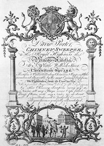 Handelskarte von David Porter, Schornsteinfeger und Nachtwächter, 19. Jahrhundert von English School