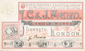 Handelskarte, J C und J Field Candle Works von English School