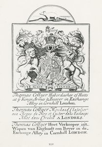 Handelskarte für Thomas Collyer, Cornhill Kurzwarenhändler von English School