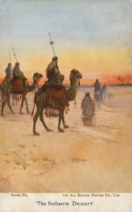 Reisende in der Sahara (Farblithografie) von English School