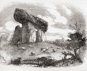 Trethevy Quoit, ein megalithisches Grab in Cornwall, England, aus Old England: A Pictorial Museum, veröffentlicht 1847