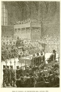Prozess gegen Karl I. in der Westminster Hall, Januar 1649 von English School