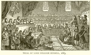 Prozess gegen Lord William Russell, 1683 von English School