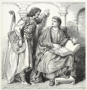 Troubadour und Barbe, Illustration aus Die Geschichte des Protestantismus von James Aitken Wylie, veröffentlicht 1878 von English School
