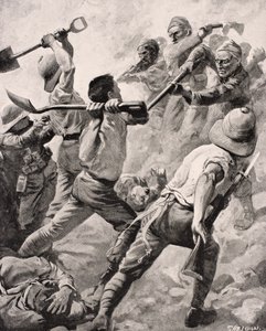 Türkische und britische Soldaten im Nahkampf auf der Halbinsel Gallipoli, Türkei 1915, aus 