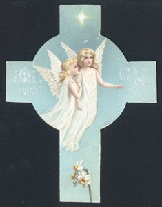 Zwei Engel, Weihnachtskarte von English School