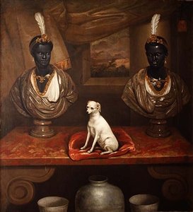 Zwei Mohrenbüsten und ein Terrier, ca. 1720 von English School