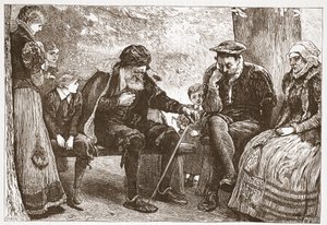 Unter den Lindenbäumen, Illustration aus The History of Protestantism von James Aitken Wylie, veröffentlicht 1878 von English School
