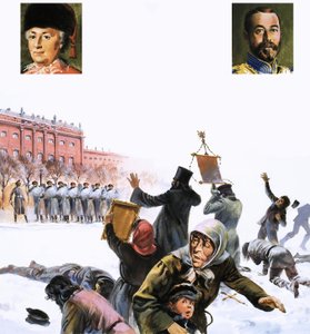 Unidentifizierte Szene aus der Russischen Revolution von 1905 von English School