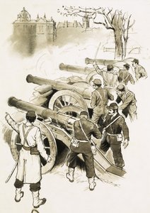 Unbekannte Soldaten mit Kanonen von English School