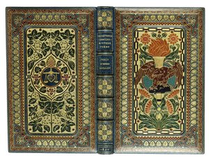 Obere und untere Einbände mit Adler, Fackel, Herz, Waage und Blumendesigns, 1820
