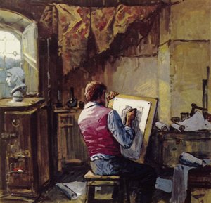 Van Gogh verließ seine Missionsarbeit in den Minen und begann in Brüssel zu zeichnen von English School