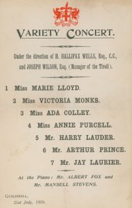 Varieté-Konzert, mit Marie Lloyd und anderen von English School
