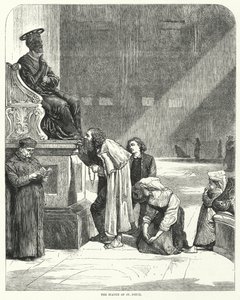 Vatikan, St. Peter, Küssen der Zehen der Statue von St. Peter von English School