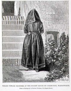 Verschleierte weibliche Gefangene im Surrey House of Correction, Wandsworth, aus 