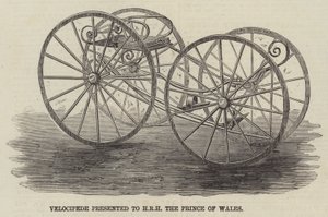 Velociped, präsentiert an Seine Königliche Hoheit den Prinzen von Wales (Stich) von English School
