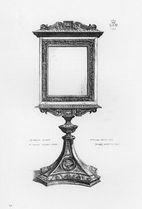 Victoria und Albert Museum: Metallischer Spiegel in geschnitztem Walnussrahmen, Italienisch von English School