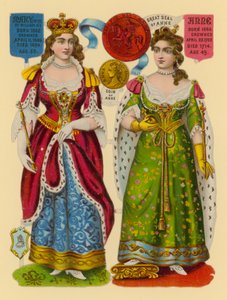 Viktorianischer Ausschnitt: Königin Mary, Königin Anne von English School