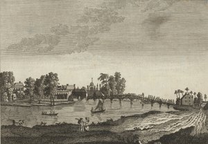 Ansicht von Hampton Court vom gegenüberliegenden Ufer der Themse von English School