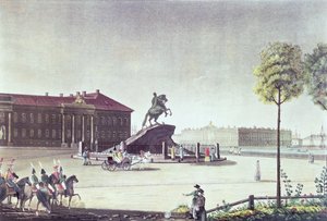 Ansicht des St. Peter der Große Platzes und des St. Petersburger Senats, veröffentlicht von Boyer, London 1815