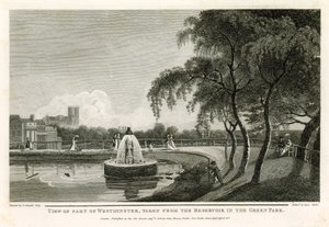 Ansicht eines Teils von Westminster, vom Reservoir im Green Park aus gesehen von English School