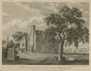 Ansicht der Feathers Tavern, Cupers Bridge, Lambeth von English School
