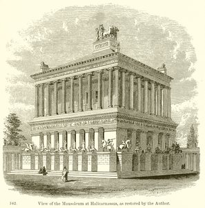 Ansicht des Mausoleums von Halikarnassos, wie vom Autor restauriert von English School