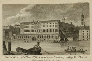 Ansicht der neuen öffentlichen Büros im Somerset House, zur Themse hin von English School