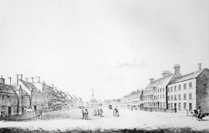 Ansicht der Hauptstraße von Stockton im County Durham, 1796 von English School