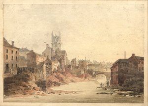 Blick auf den Fluss Irwell, Manchester, ca. 1820-30