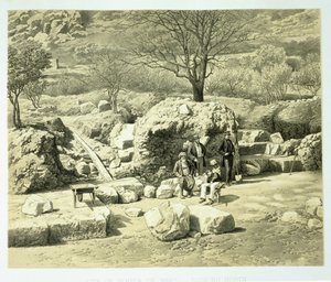 Ansicht des Tempels des Mars, aus A History of Discoveries at Helicarnassus, Cnidus, & Branchidae, von Charles Thomas Newton, veröffentlicht 1862 von English School