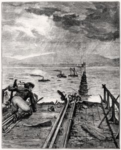Ansicht der gebrochenen Tay-Brücke vom Nordende