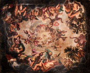 Ansicht der Decke im Elysium-Raum, Bolsover Castle