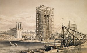 Ansicht des Baus der Britannia Tubular Bridge von English School