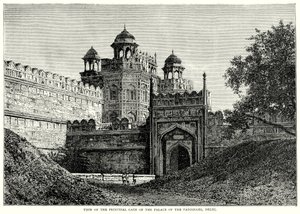 Ansicht des Haupttors des Palastes der Padischahs, Delhi von English School