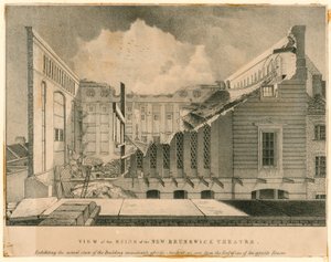 Ansicht der Ruinen des Neuen Brunswick Theaters, Wellclose Square, London von English School