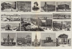 Ansichten in Montevideo, Uruguay, Südamerika (Gravur) von English School
