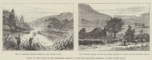 Ansichten auf der Route der geplanten Eisenbahn im Blue Mountain District von New South Wales von English School