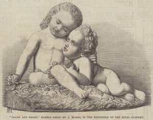 "Violet und Henry," Marmorgruppe von A Munro, in der Ausstellung der Royal Academy (Stich) von English School