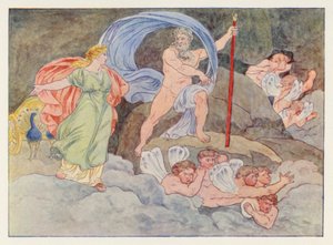 Vergils Aeneis: Juno und Aeolus (Farblithografie) von English School