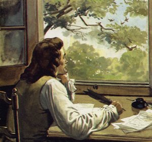 Voltaire wurde von seinem Vater aufs Land verbannt, wo er seine Zeit mit Lesen und Schreiben verbrachte von English School