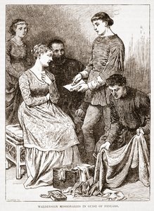 Waldenser Missionare in der Verkleidung von Hausierern, Illustration aus Die Geschichte des Protestantismus von James Aitken Wylie, veröffentlicht 1878