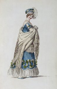 Spazierkleid, Modeplatte aus Ackermanns Repository of Arts von English School