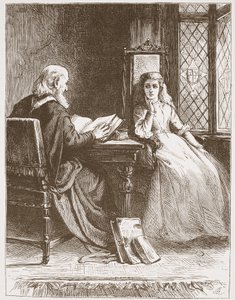 Walter Capel liest seiner Tochter die Schrift, Illustration aus Die Geschichte des Protestantismus von James Aitken Wylie, veröffentlicht 1878 von English School