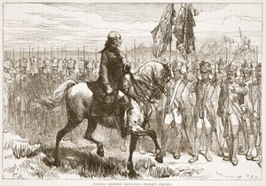 Warren Hastings überprüft Pearses Kolonne, Illustration aus Cassells Illustrierter Geschichte Indiens von James Grant, veröffentlicht 1879