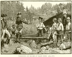 Washington und seine Männer in Valley Forge von English School