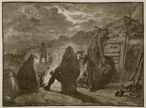 Washington am Lagerfeuer in Valley Forge, Illustration aus Cassells Illustrierter Geschichte Englands