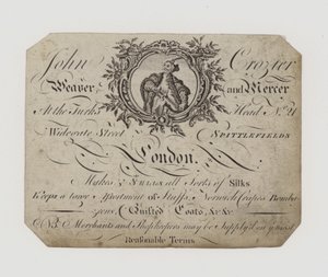 Weber und Tuchhändler, John Crozier, Visitenkarte von English School
