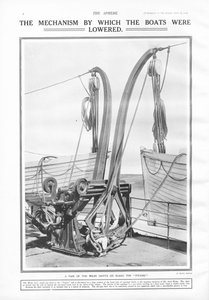 Welin-Davits, der Mechanismus, mit dem die Boote herabgelassen wurden, aus The Sphere, 27. April 1912 von English School