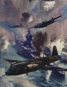 Wellington-Bomber greifen den deutschen Marinestützpunkt in Kiel an, 1939 von English School